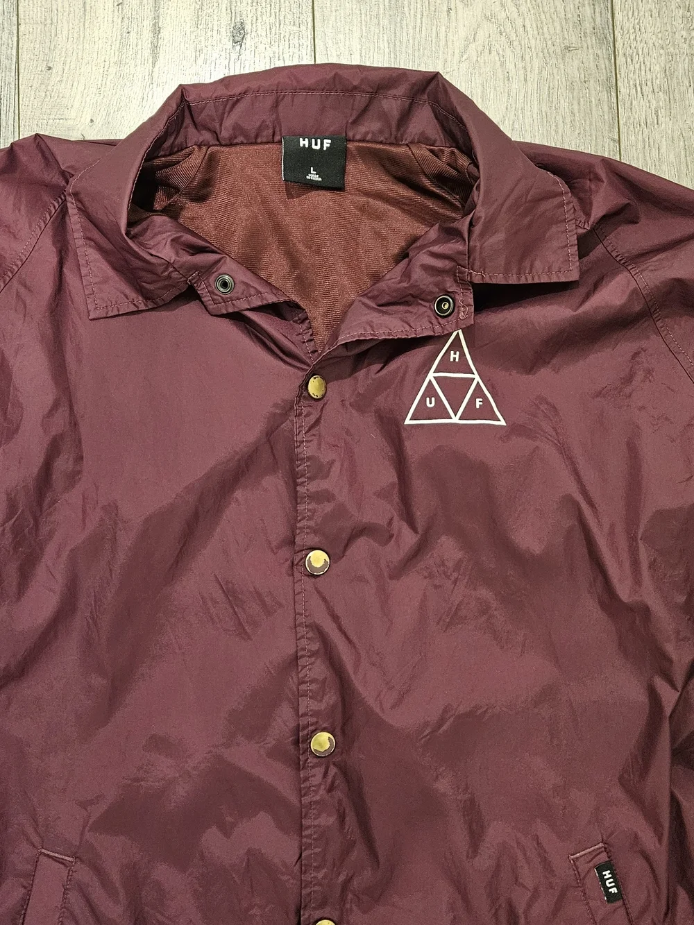 HUF Triple Triangle Men's Maroon Windbreaker Coach Jacket Sz. L